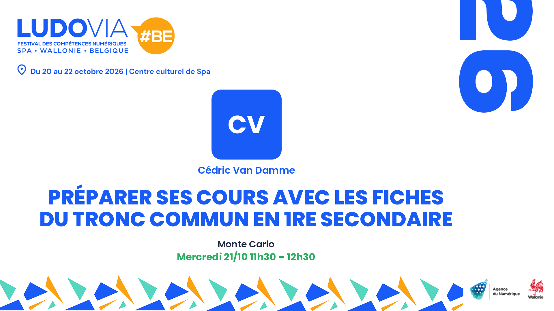 Préparer ses cours avec les fiches du tronc commun en 1re secondaire — Cédric Van Damme — Mercredi 21/10 11h30 – 12h30