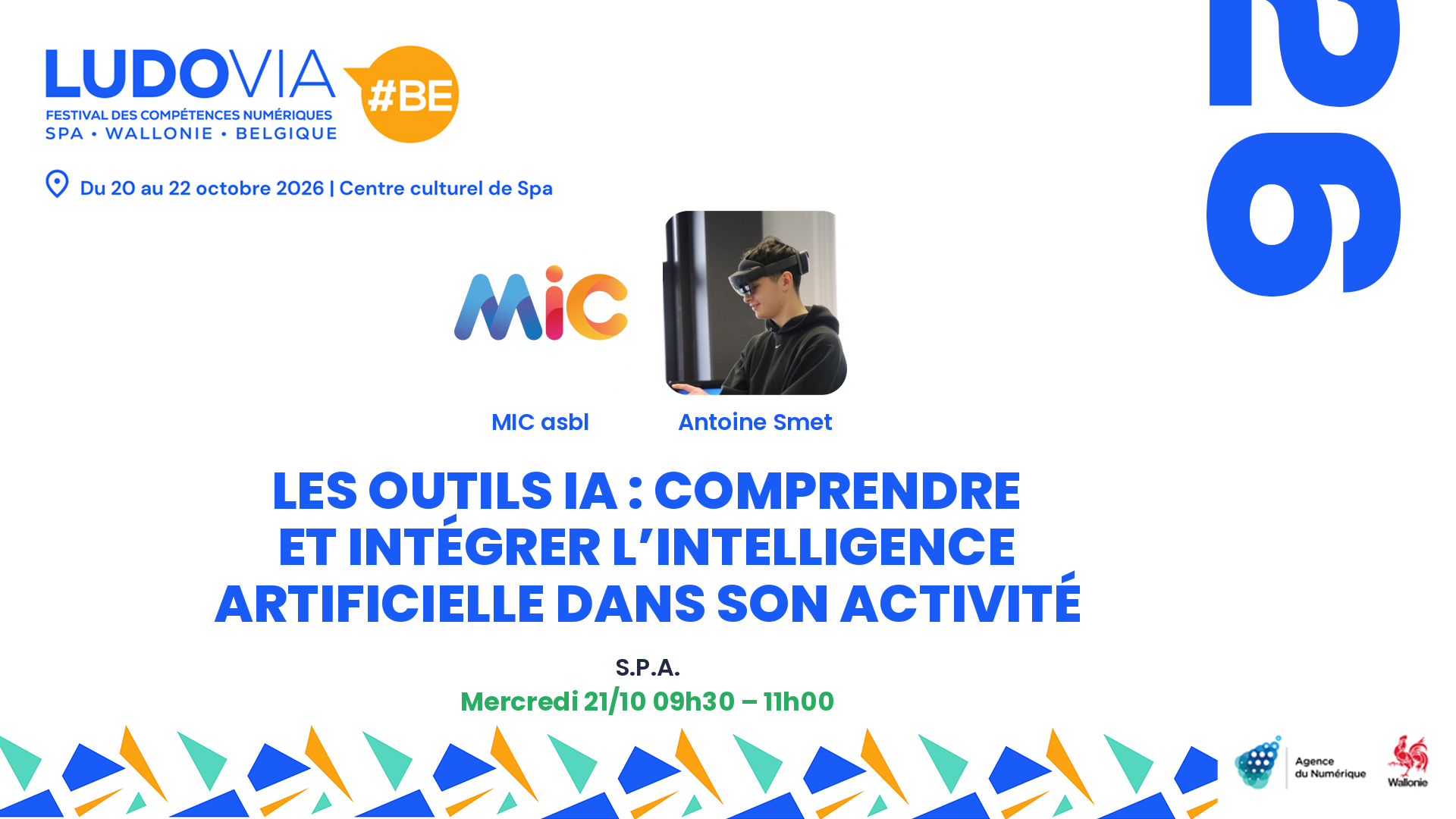 Les outils IA : comprendre et intégrer l’intelligence artificielle dans son activité — MIC asbl, Antoine Smet — Mercredi 21/10 09h30 – 11h00