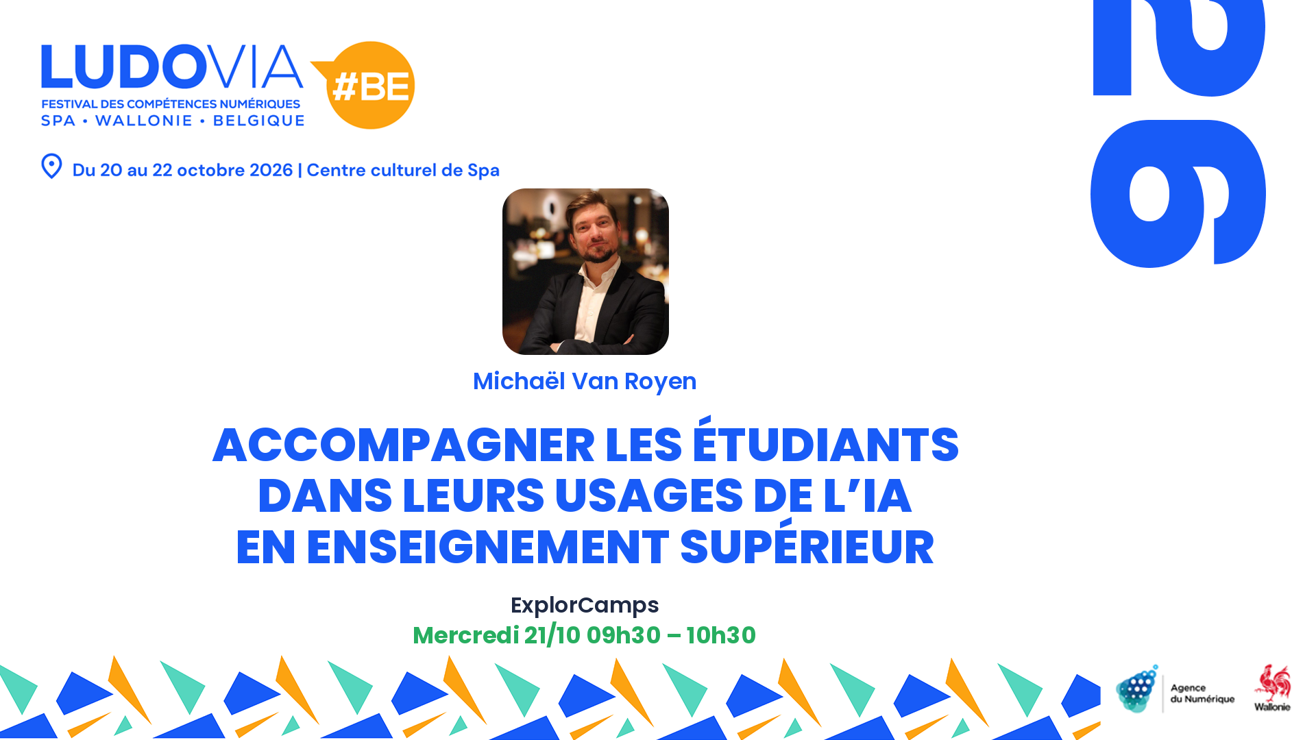 Accompagner les étudiants dans leurs usages de l’IA en enseignement supérieur — Michaël Van Royen — Mercredi 21/10 09h30 – 10h30