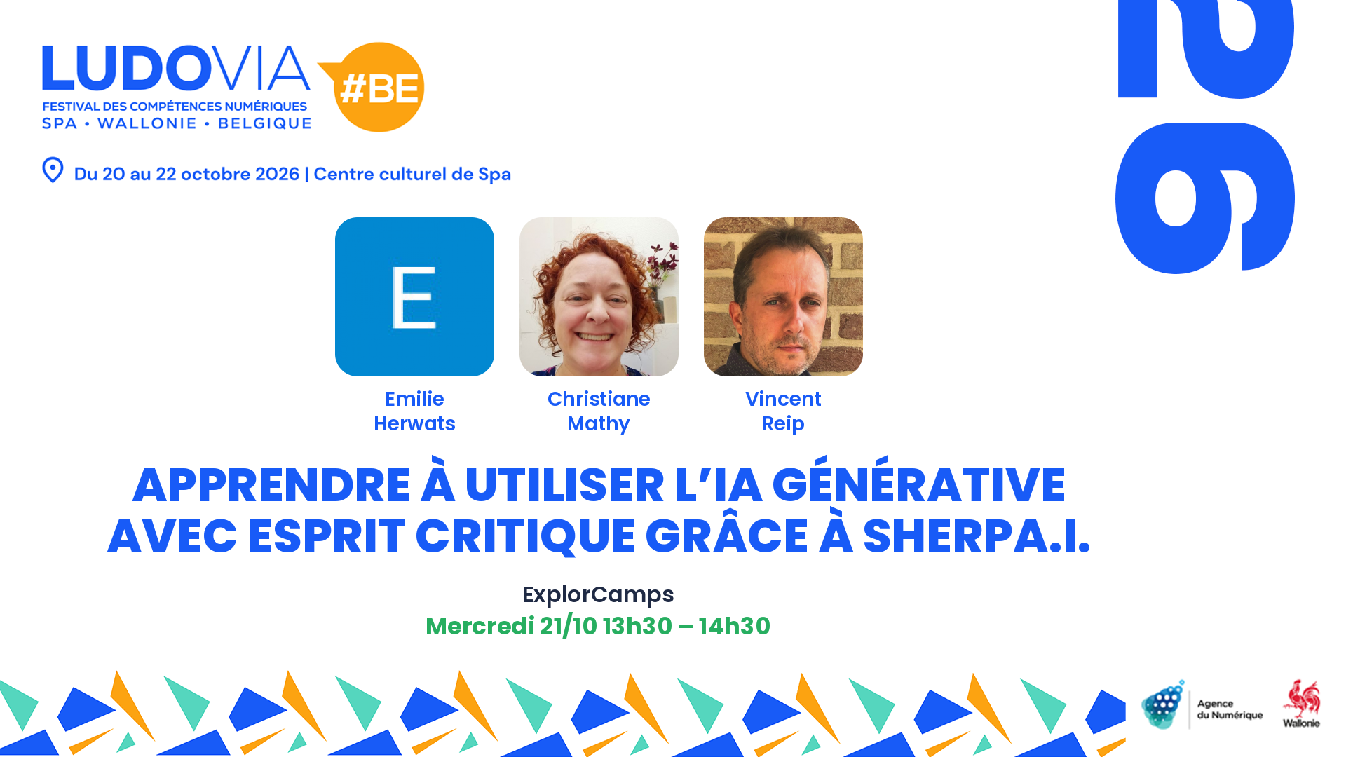 Apprendre à utiliser l’IA générative avec esprit critique grâce à SherpA.I. — Emilie Herwats, Christiane Mathy, Vincent Reip — Mercredi 21/10 13h30 – 14h30