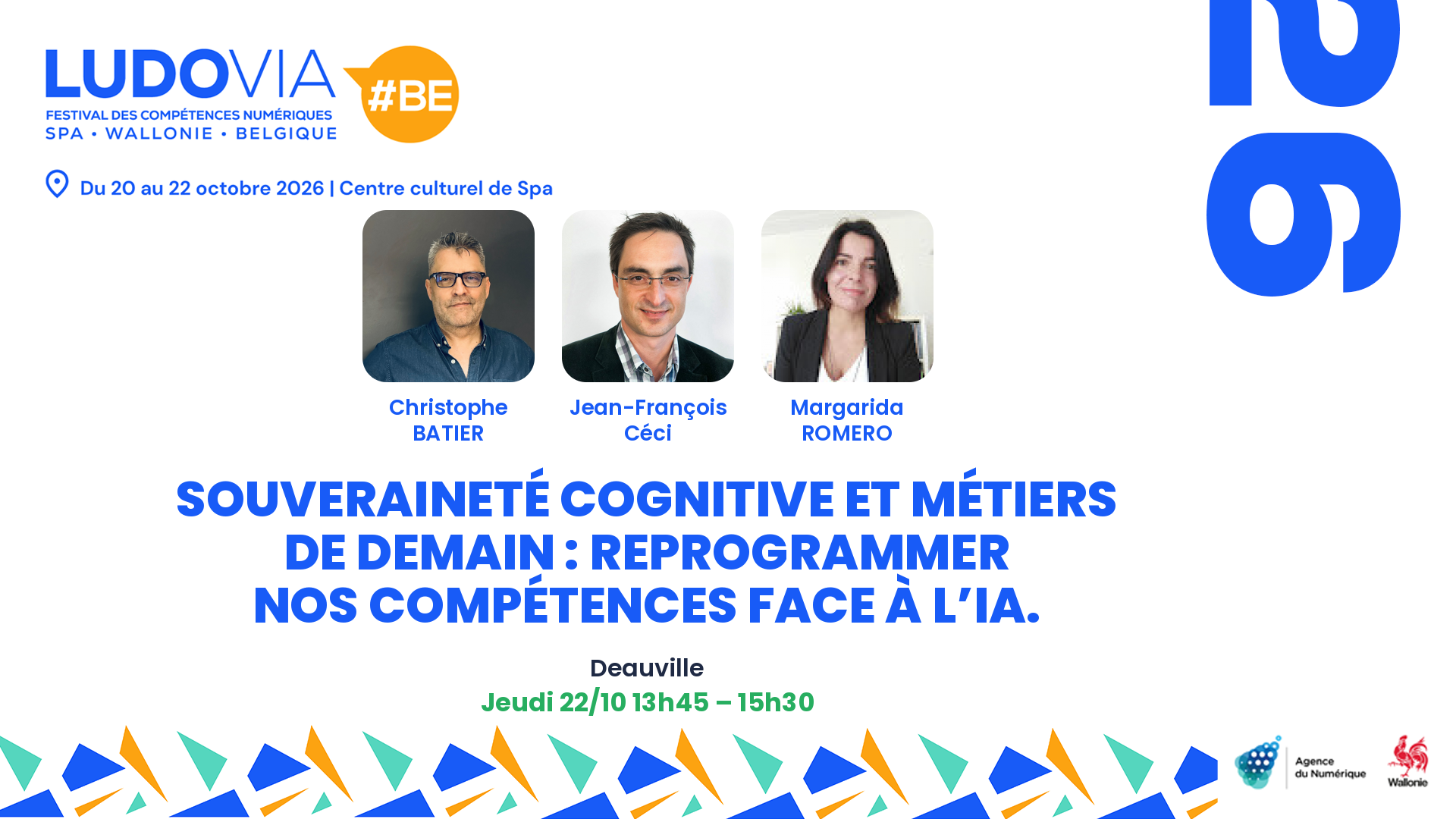 Souveraineté cognitive et métiers de demain : reprogrammer nos compétences face à l’IA. — Christophe BATIER, Jean-François Céci, Margarida ROMERO — Jeudi 22/10 13h45 – 15h30