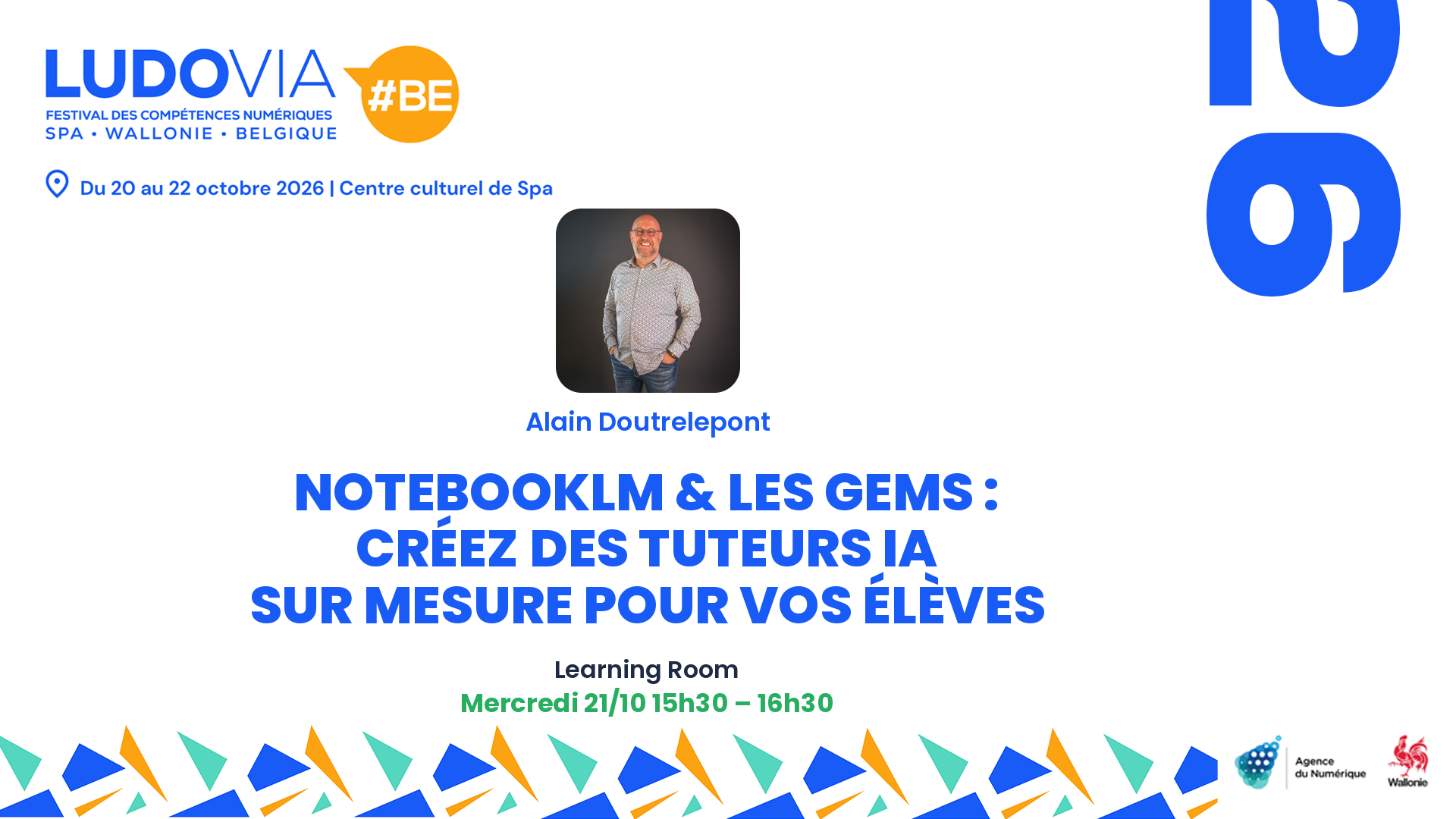NotebookLM & les Gems : Créez des tuteurs IA sur mesure pour vos élèves — Alain Doutrelepont — Mercredi 21/10 15h30 – 16h30