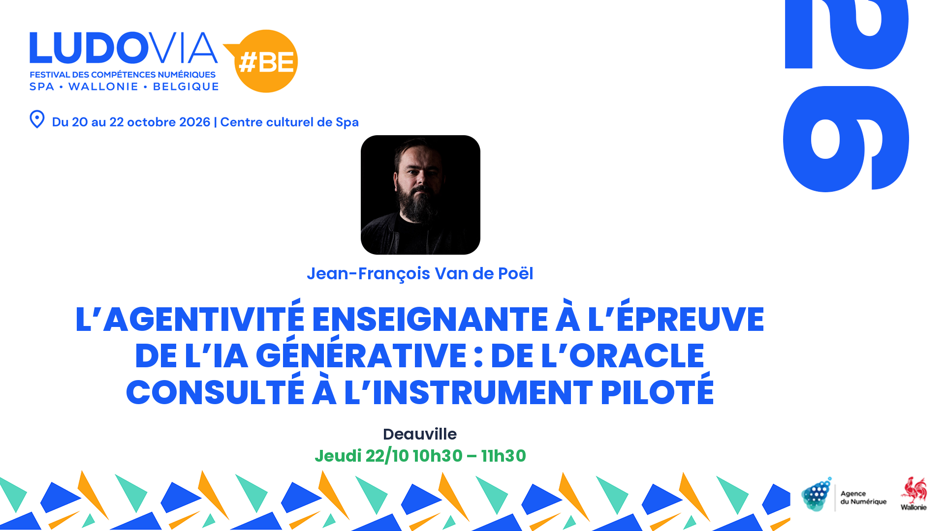 L’agentivité enseignante à l’épreuve de l’IA générative : de l’oracle consulté à l’instrument piloté — Jean-François Van de Poël — Jeudi 22/10 10h30 – 11h30