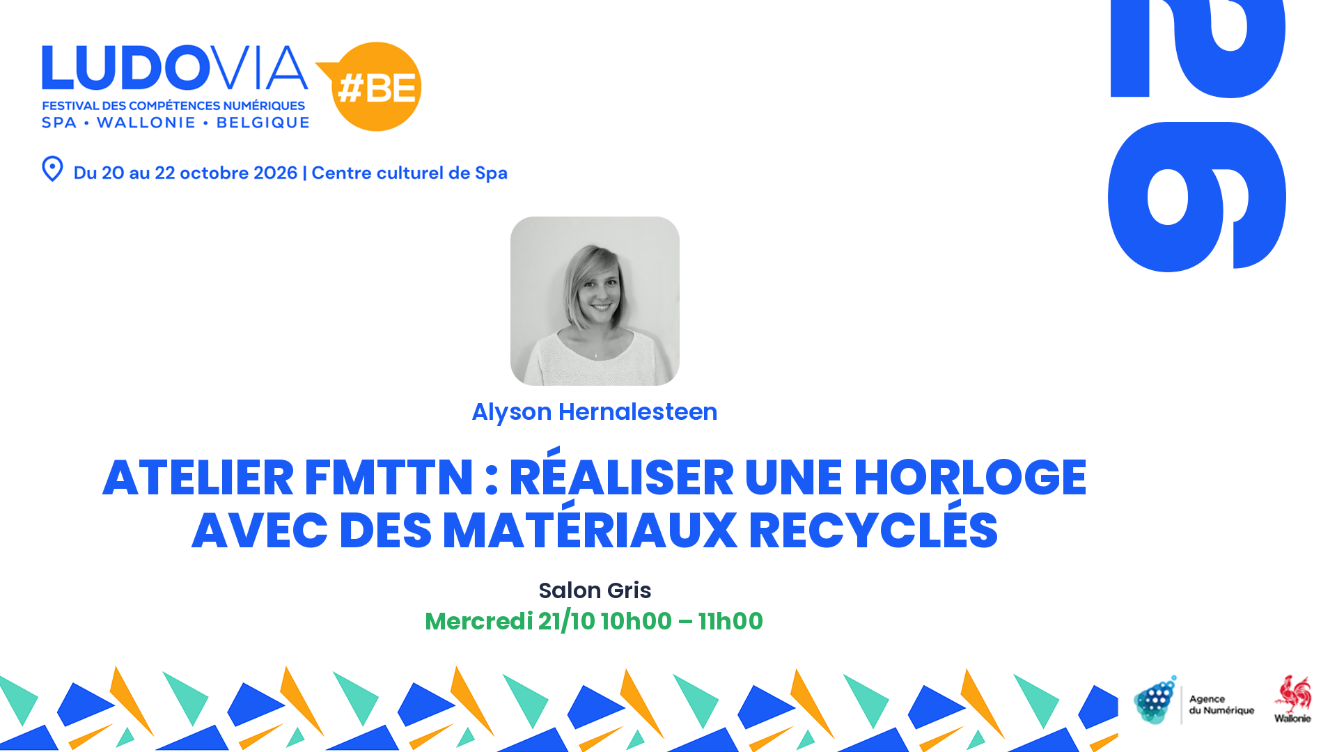 Atelier FMTTN : réaliser une horloge avec des matériaux recyclés — Alyson Hernalesteen — Mercredi 21/10 10h00 – 11h00