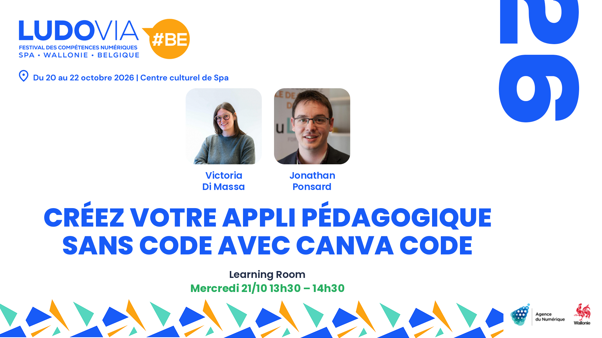 Créez votre appli pédagogique sans code avec Canva Code — Victoria Di Massa, Jonathan Ponsard — Mercredi 21/10 13h30 – 14h30